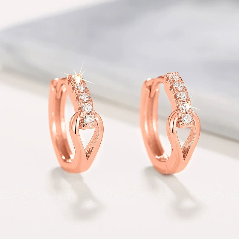 Wholesale Women's Minimalist Geometric Copper Earrings With Microembedded Zirconia - Image 6
