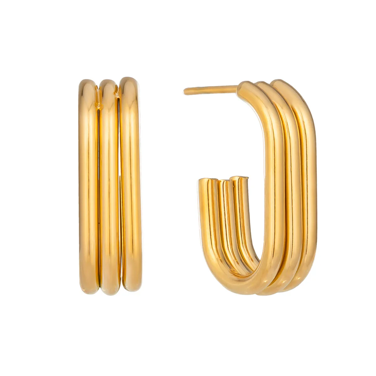 Wholesale Women's Minimalist Geometric Cshaped Stud Earrings Stainless Steel Pvd Furnace Vacuum Real Gold Plated - Image 5