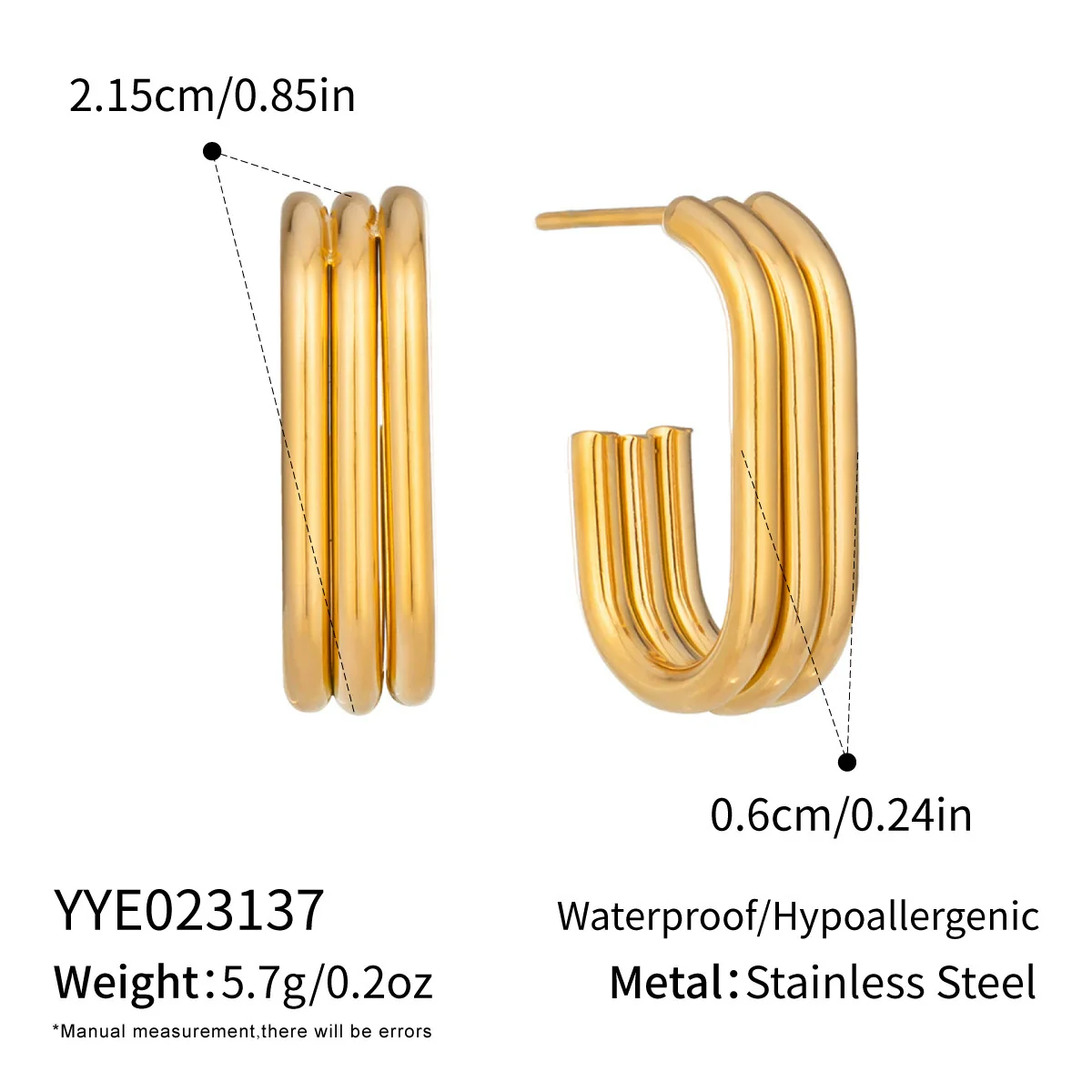 Wholesale Women's Minimalist Geometric Cshaped Stud Earrings Stainless Steel Pvd Furnace Vacuum Real Gold Plated - Image 6