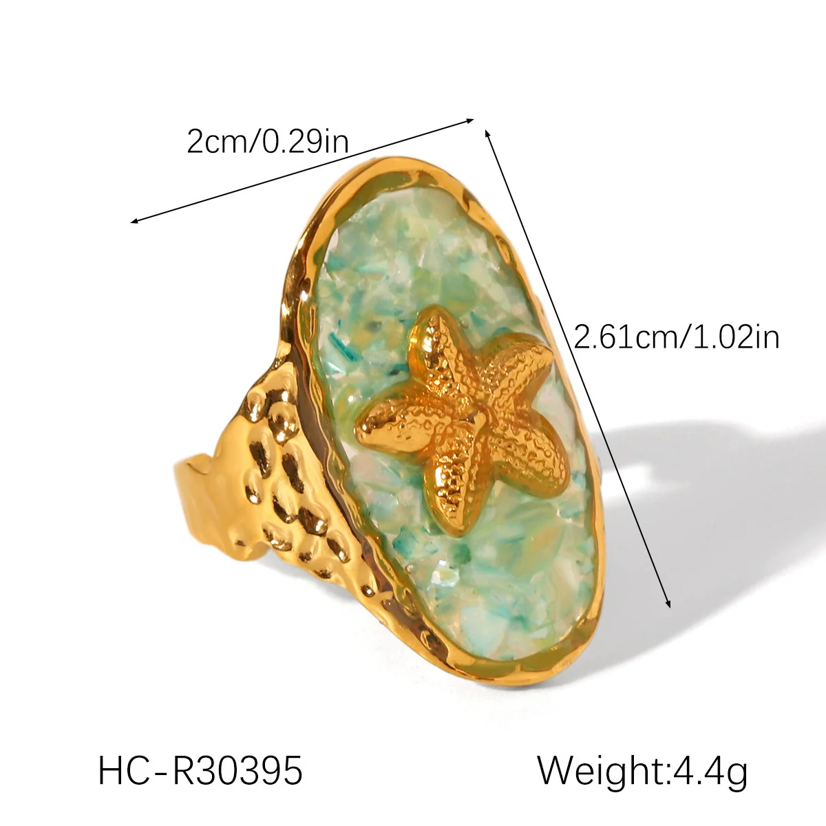 Wholesale Women's Minimalist Geometric Shell Open Ring Titanium Steel Stainless Steel Glued Jewelry - Image 7