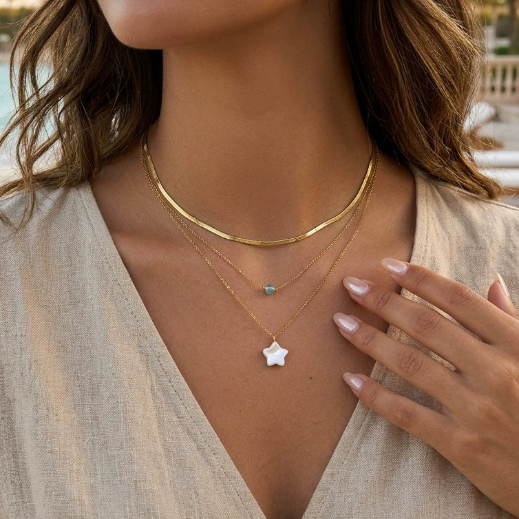 Wholesale Women's Minimalist Geometric Stainless Steel And Titanium Steel Necklace With Natural Pearl And Pvd Furnace Vacuum Real Gold Plating - Image 2