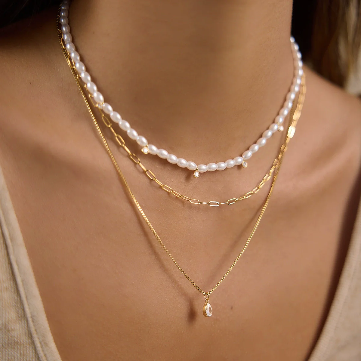Wholesale Women's Minimalist Geometric Stainless Steel Necklace With Pvd Furnace Vacuum Real Gold Plating - Image 2
