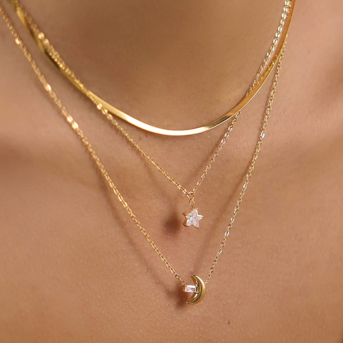 Wholesale Women's Minimalist Geometric Stainless Steel Necklace With Pvd Furnace Vacuum Real Gold Plating
