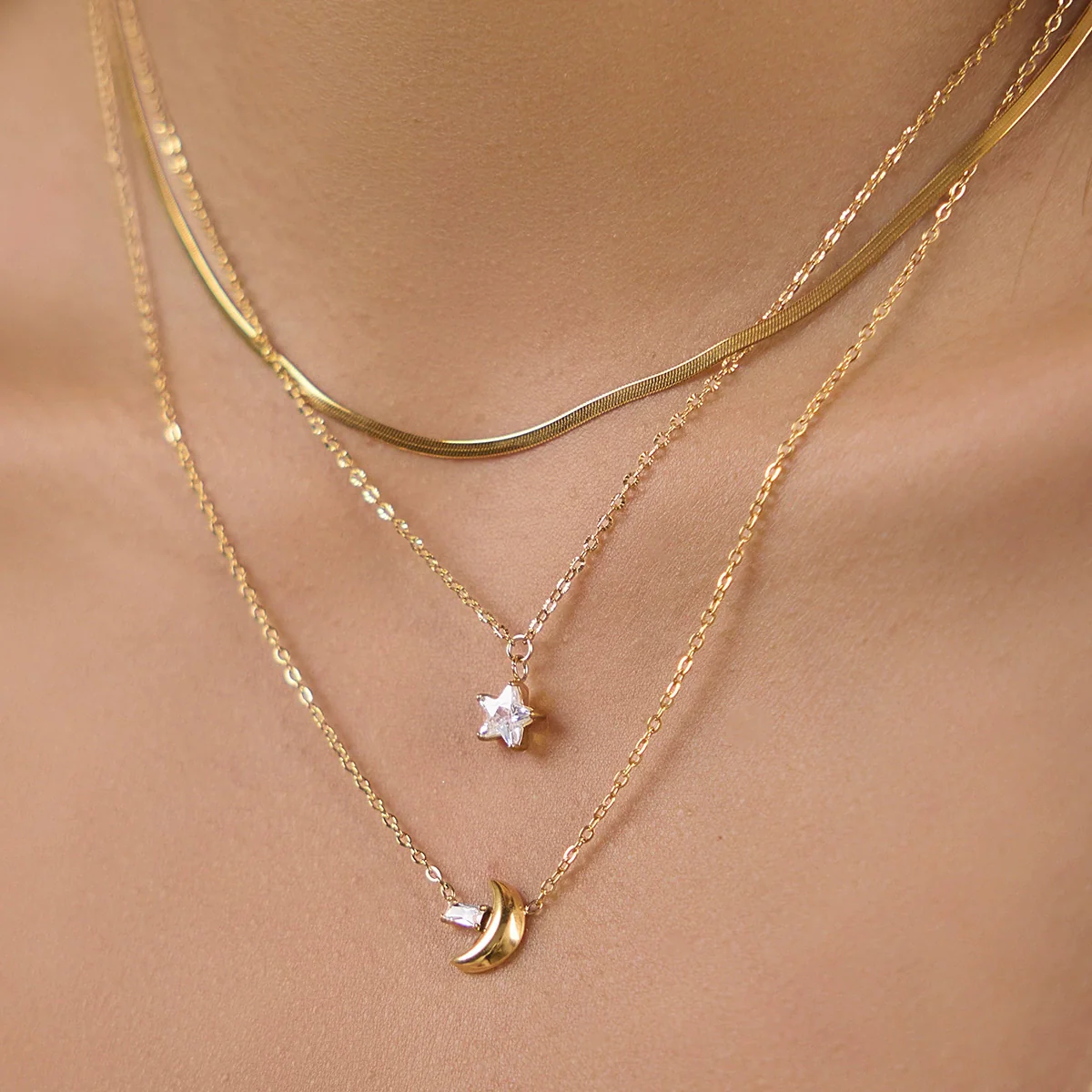 Wholesale Women's Minimalist Geometric Stainless Steel Necklace With Pvd Furnace Vacuum Real Gold Plating - Image 2