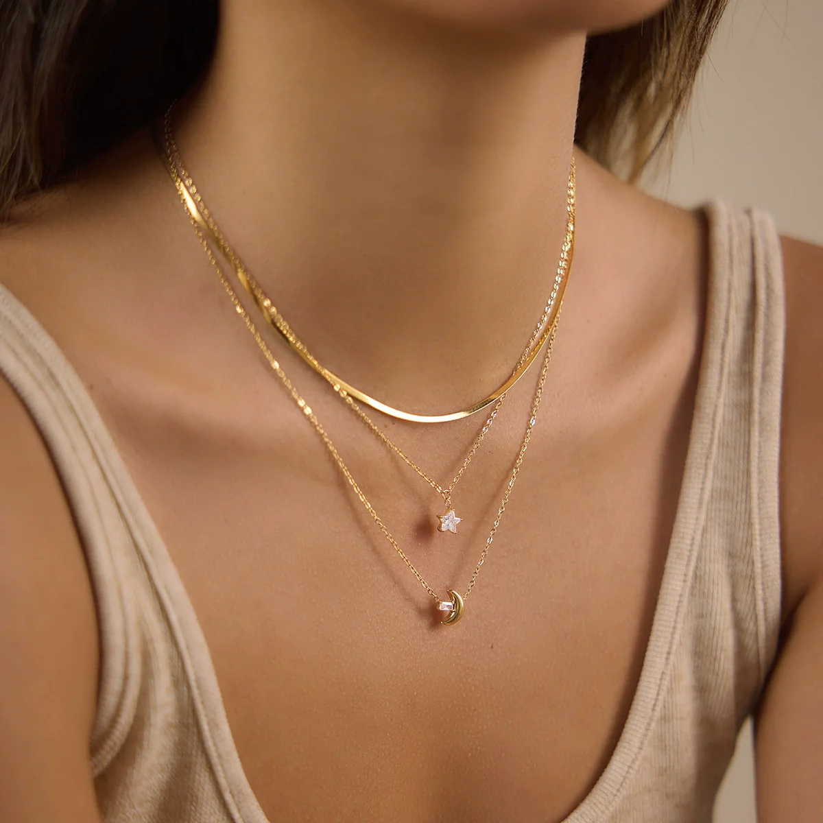 Wholesale Women's Minimalist Geometric Stainless Steel Necklace With Pvd Furnace Vacuum Real Gold Plating - Image 3