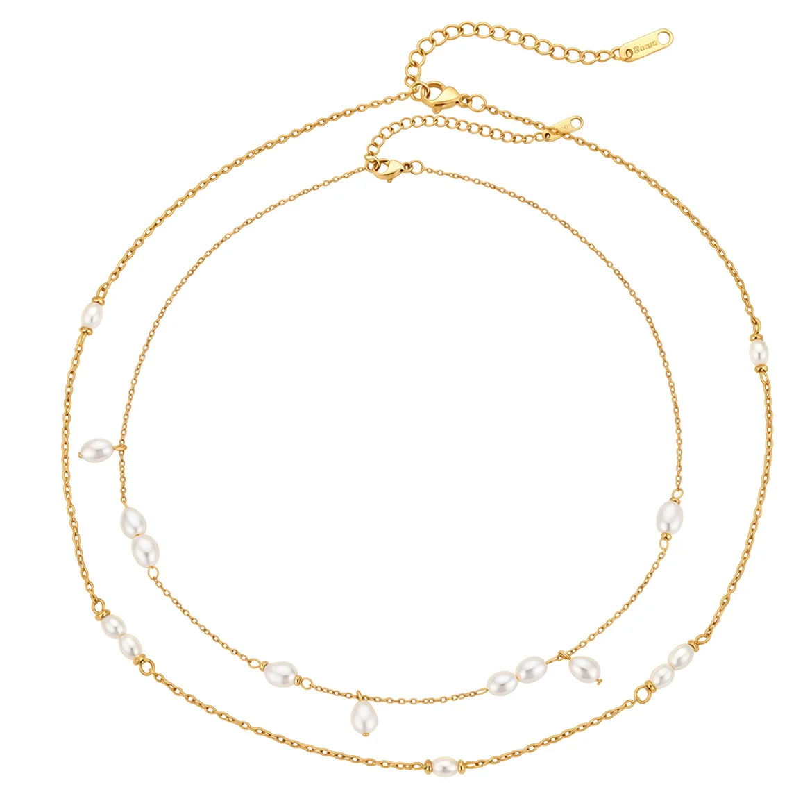 Wholesale Women's Minimalist Geometric Stainless Steel Pearl Necklace With Pvd Furnace Vacuum Real Gold Plating - Image 5