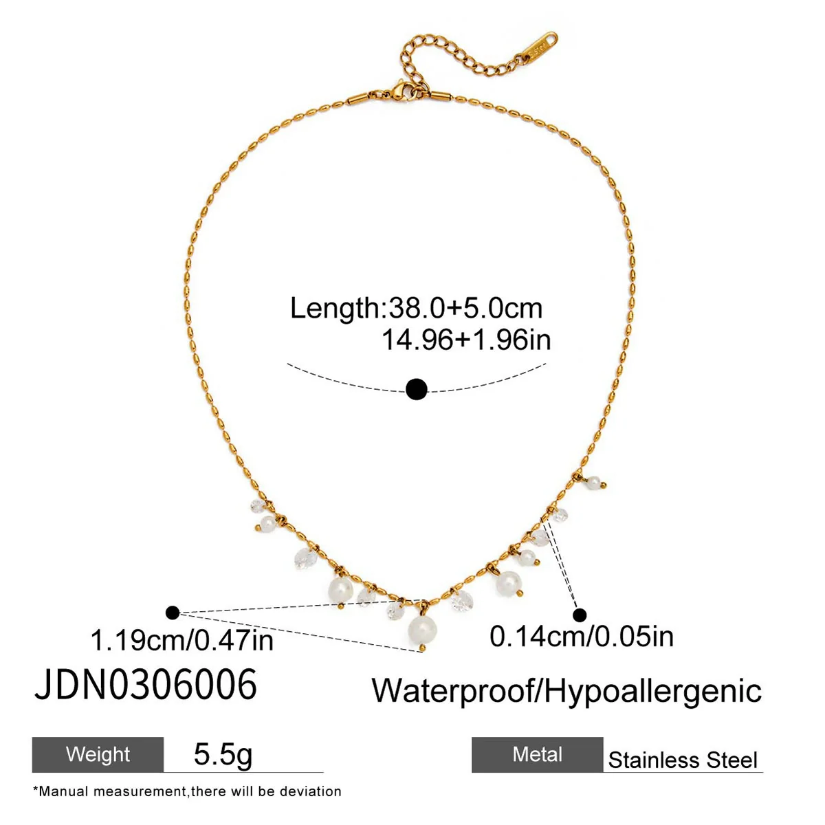Wholesale Women's Minimalist Geometric Stainless Steel Pearl Necklace With Pvd Furnace Vacuum Real Gold Plating - Image 8