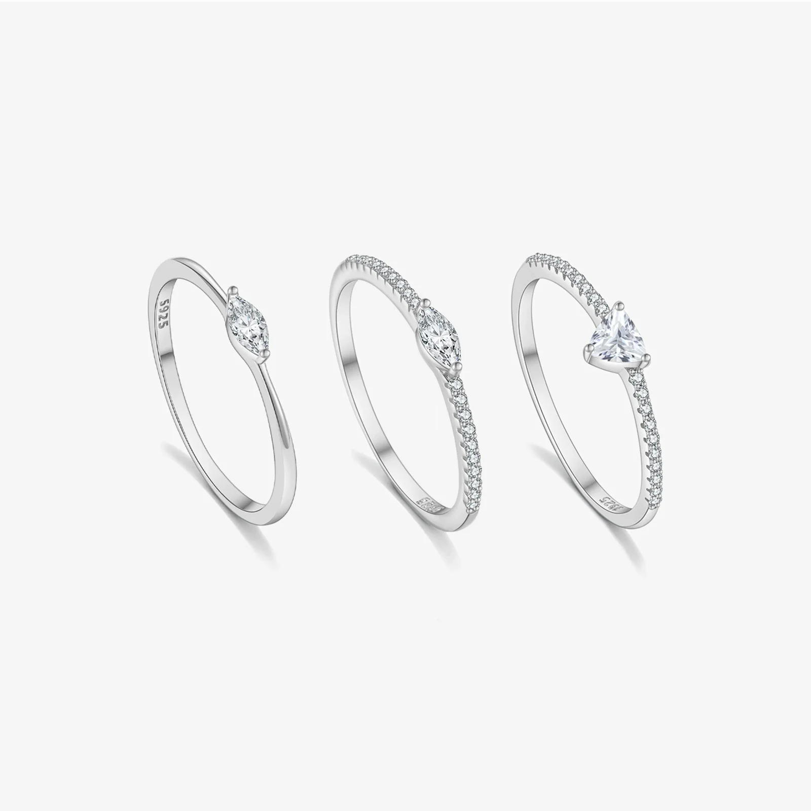 Wholesale Women's Minimalist S925 Sterling Silver Ring With Microinlaid Zircon Geometric Pattern Electroplated Platinum 18K Gold