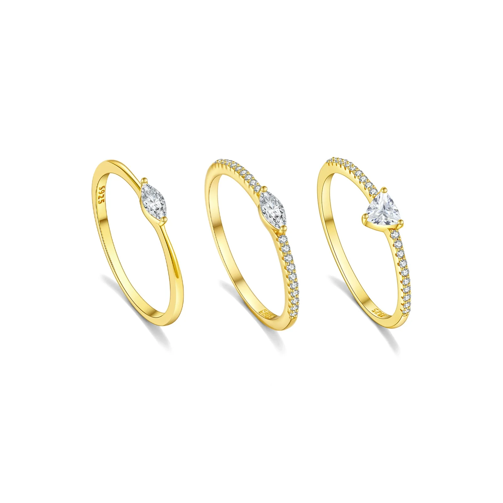 Wholesale Women's Minimalist S925 Sterling Silver Ring With Microinlaid Zircon Geometric Pattern Electroplated Platinum 18K Gold - Image 5