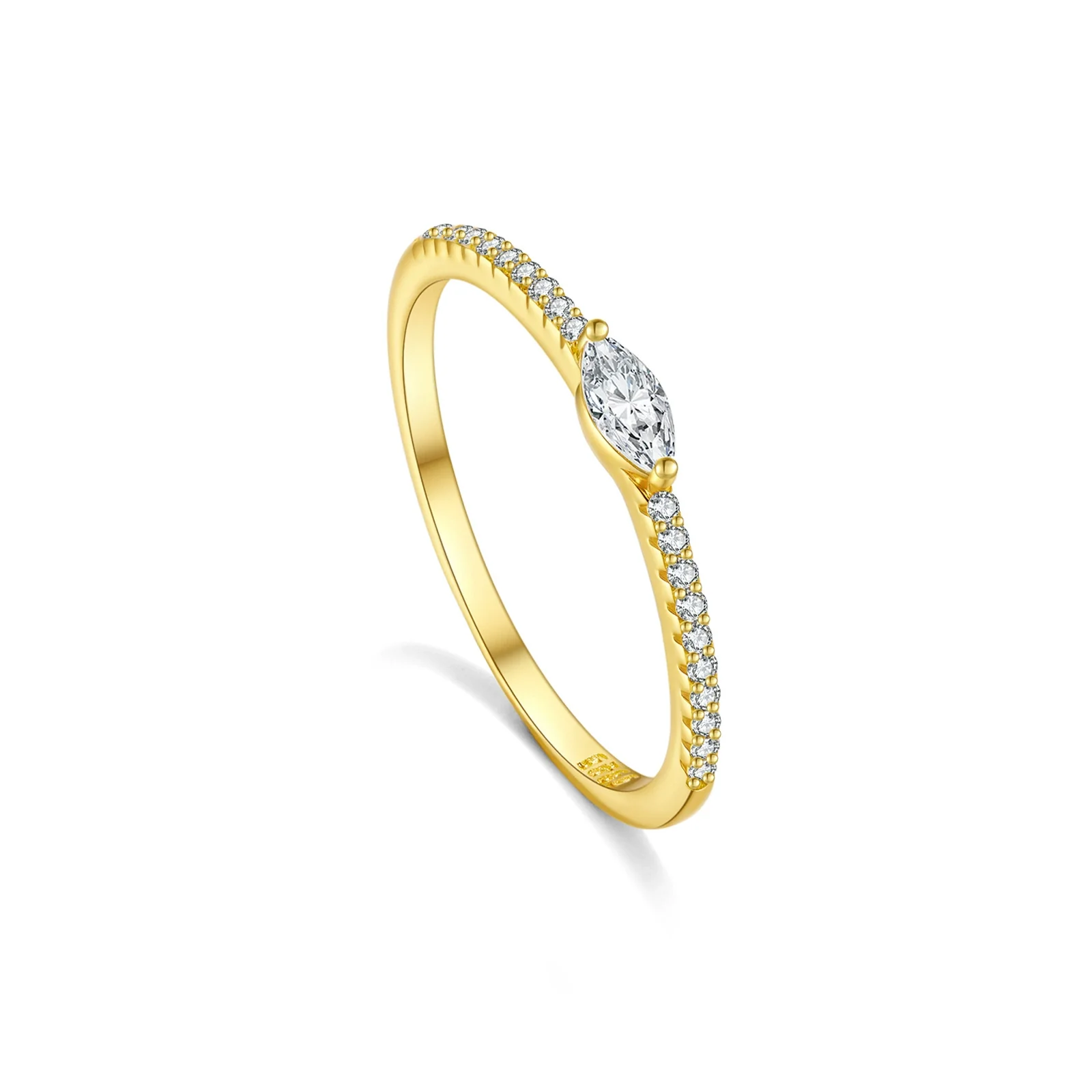 Wholesale Women's Minimalist S925 Sterling Silver Ring With Microinlaid Zircon Geometric Pattern Electroplated Platinum 18K Gold - Image 7