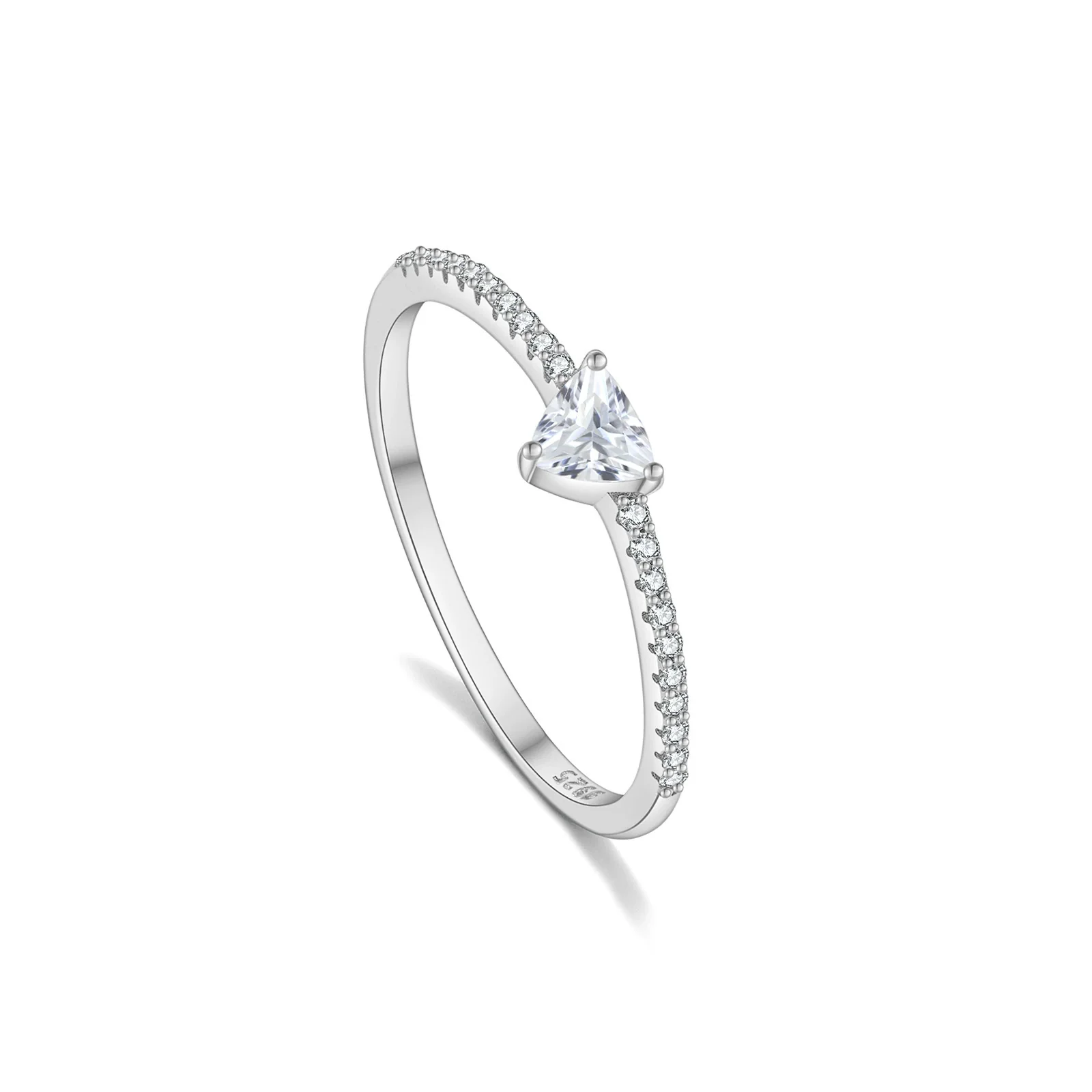 Wholesale Women's Minimalist S925 Sterling Silver Ring With Microinlaid Zircon Geometric Pattern Electroplated Platinum 18K Gold - Image 8