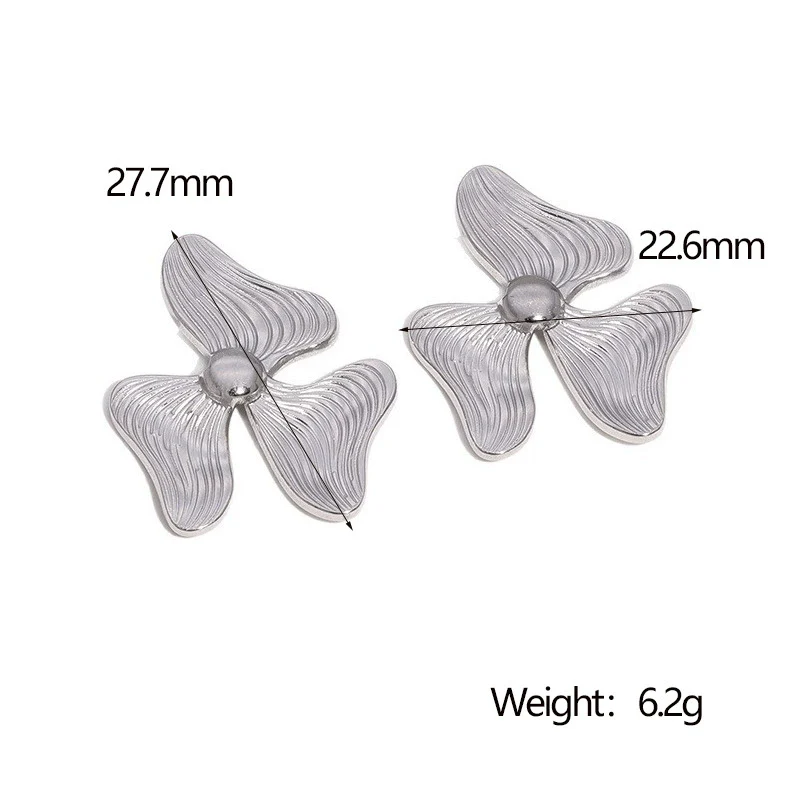 Wholesale Women's Minimalist Stainless Steel Electroplated Threepetal Flower Design Earrings - Image 6
