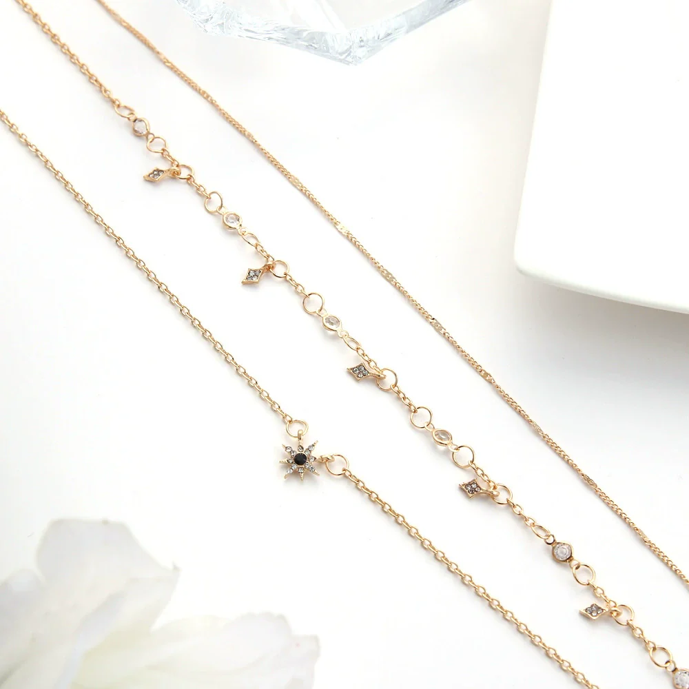 Wholesale Women's Multi Layer Star Pendant Necklace Alloy Material Snake Bone Chain Handmade Electroplated - Image 4