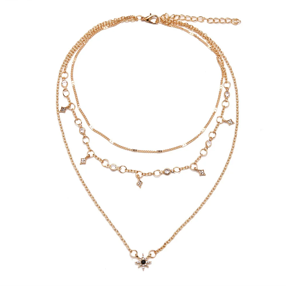 Wholesale Women's Multi Layer Star Pendant Necklace Alloy Material Snake Bone Chain Handmade Electroplated - Image 5
