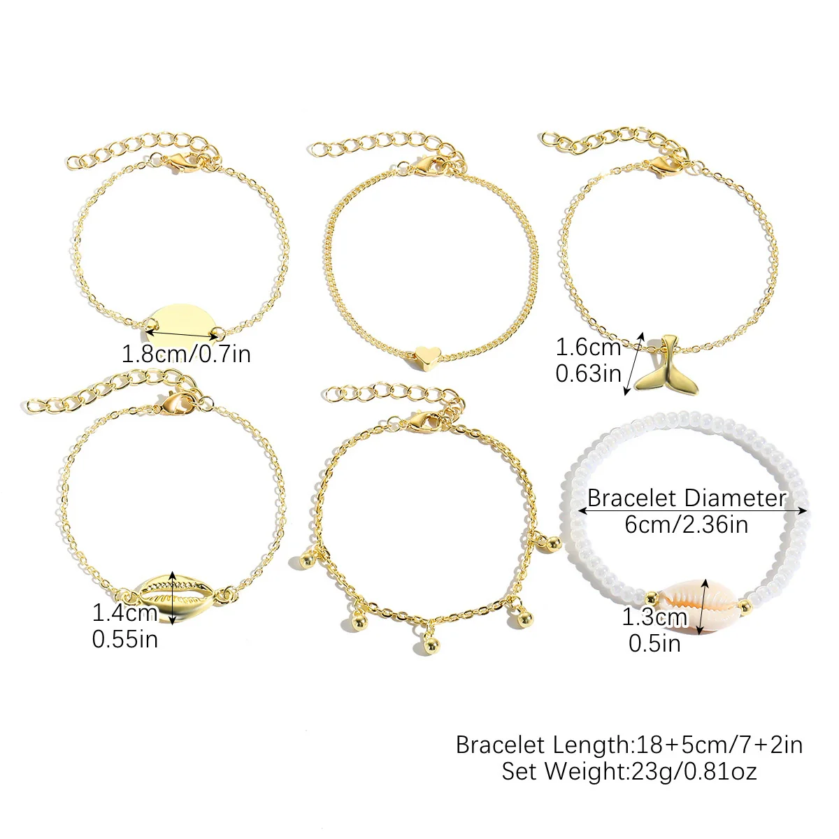 Wholesale Women's Multilayer Anklet Suit Alloy Geometric Marine Style Metal Chain With Inlaid Artificial Gemstones And Semiprecious Stones - Image 12