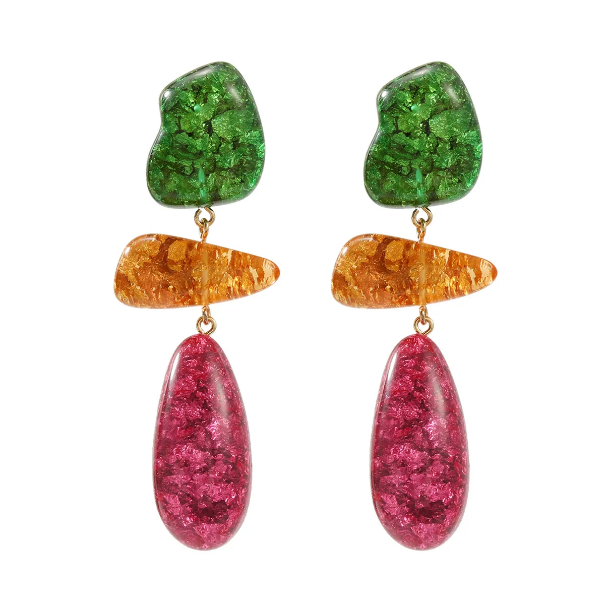 Wholesale Women's Multilayer Geometric Resin And Plastic Earrings With Stamping Process - Image 5