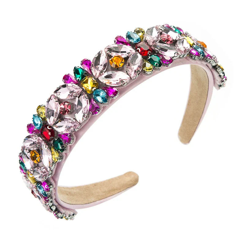Wholesale Women's Multilayer Glass And Colored Glaze Headband With Diamond Accessories Retro Baroque Style - Image 5