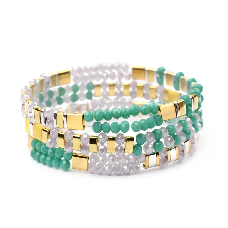 Wholesale Women's Multilayer Handwoven Beaded Bracelet Glass Colored Glaze Geometric Style Jewelry - Image 12