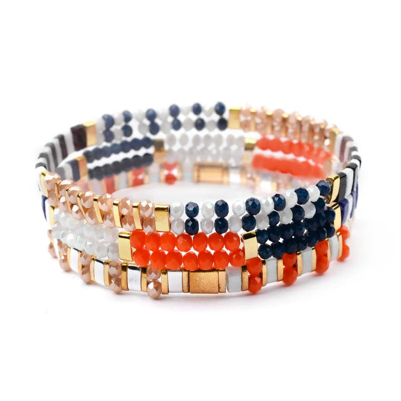Wholesale Women's Multilayer Handwoven Beaded Bracelet Glass Colored Glaze Geometric Style Jewelry - Image 14