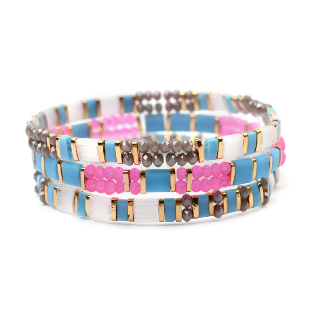 Wholesale Women's Multilayer Handwoven Beaded Bracelet Glass Colored Glaze Geometric Style Jewelry - Image 15