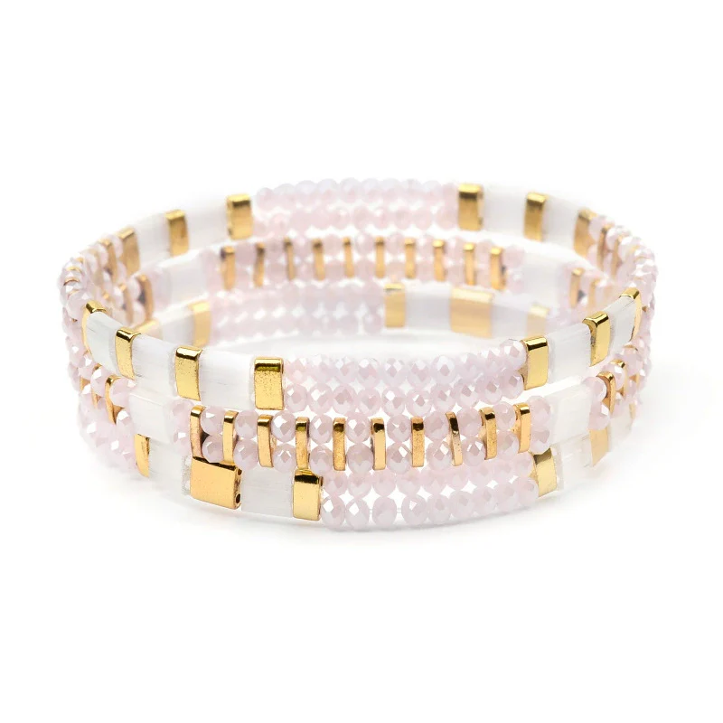 Wholesale Women's Multilayer Handwoven Beaded Bracelet Glass Colored Glaze Geometric Style Jewelry - Image 16