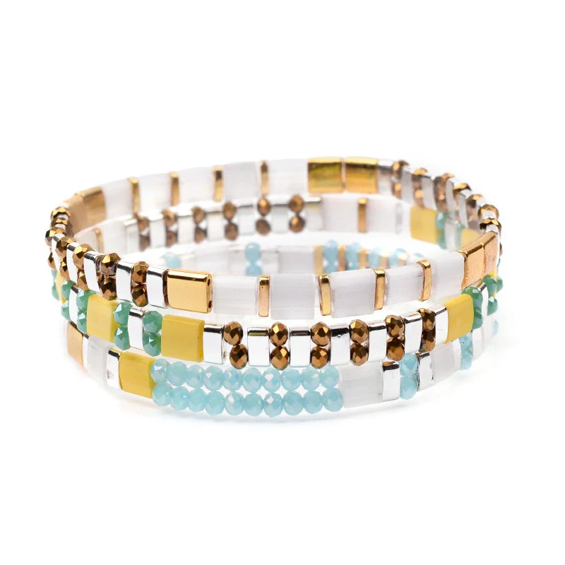Wholesale Women's Multilayer Handwoven Beaded Bracelet Glass Colored Glaze Geometric Style Jewelry - Image 17