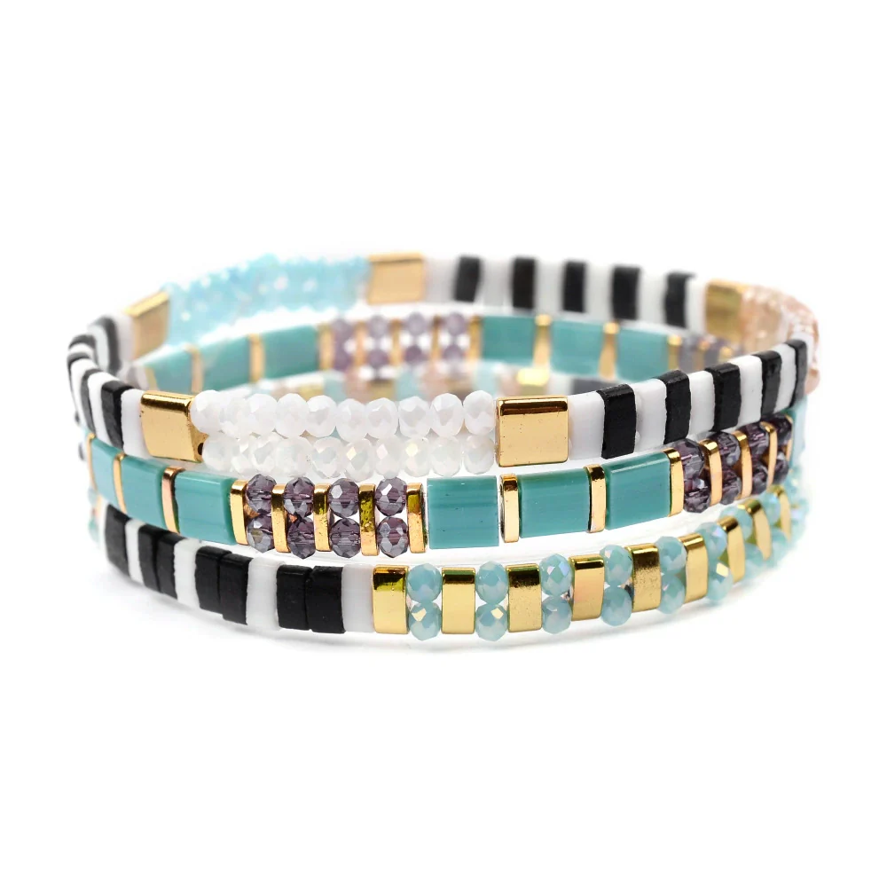 Wholesale Women's Multilayer Handwoven Beaded Bracelet Glass Colored Glaze Geometric Style Jewelry - Image 18
