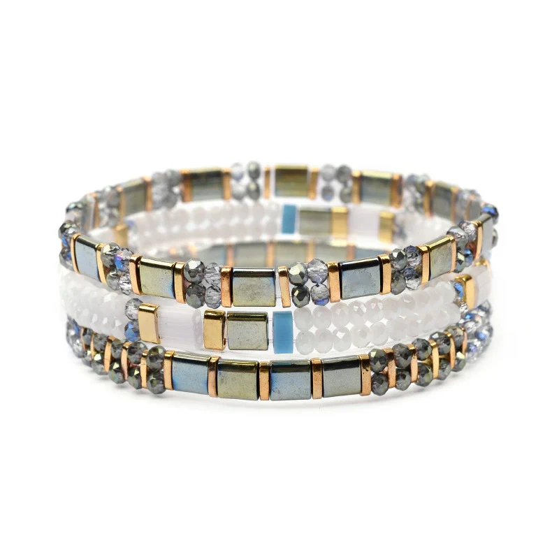 Wholesale Women's Multilayer Handwoven Beaded Bracelet Glass Colored Glaze Geometric Style Jewelry - Image 19