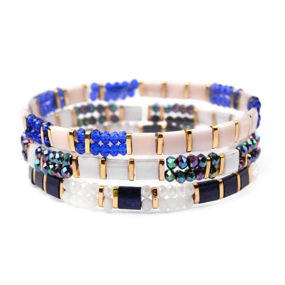 Wholesale Women's Multilayer Handwoven Beaded Bracelet Glass Colored Glaze Geometric Style Jewelry - Image 20