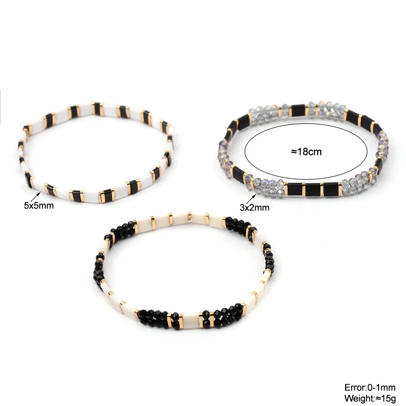 Wholesale Women's Multilayer Handwoven Beaded Bracelet Glass Colored Glaze Geometric Style Jewelry - Image 5