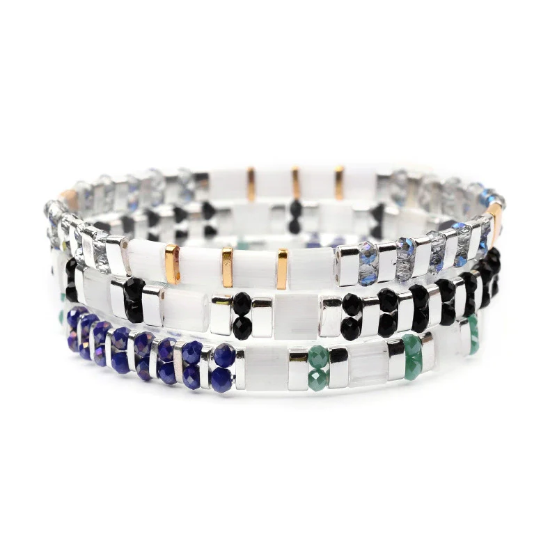 Wholesale Women's Multilayer Handwoven Beaded Bracelet Glass Colored Glaze Geometric Style Jewelry - Image 8