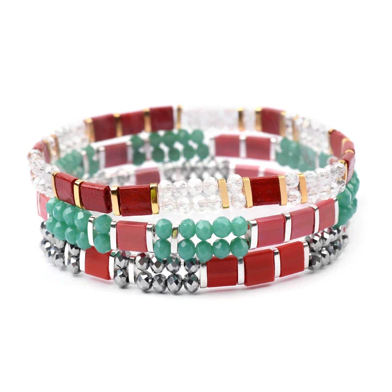 Wholesale Women's Multilayer Handwoven Beaded Bracelet Glass Colored Glaze Geometric Style Jewelry - Image 9