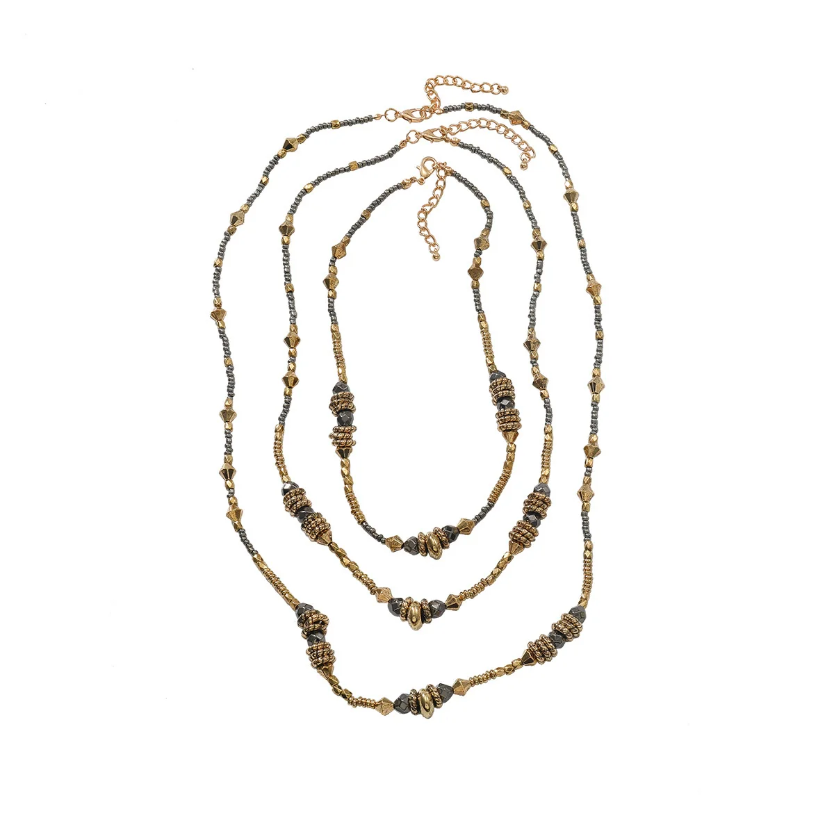 Wholesale Women's Multilayered Stone Beaded Necklace Zinc Alloy Geometric Hand Knitted Old Money Style - Image 5