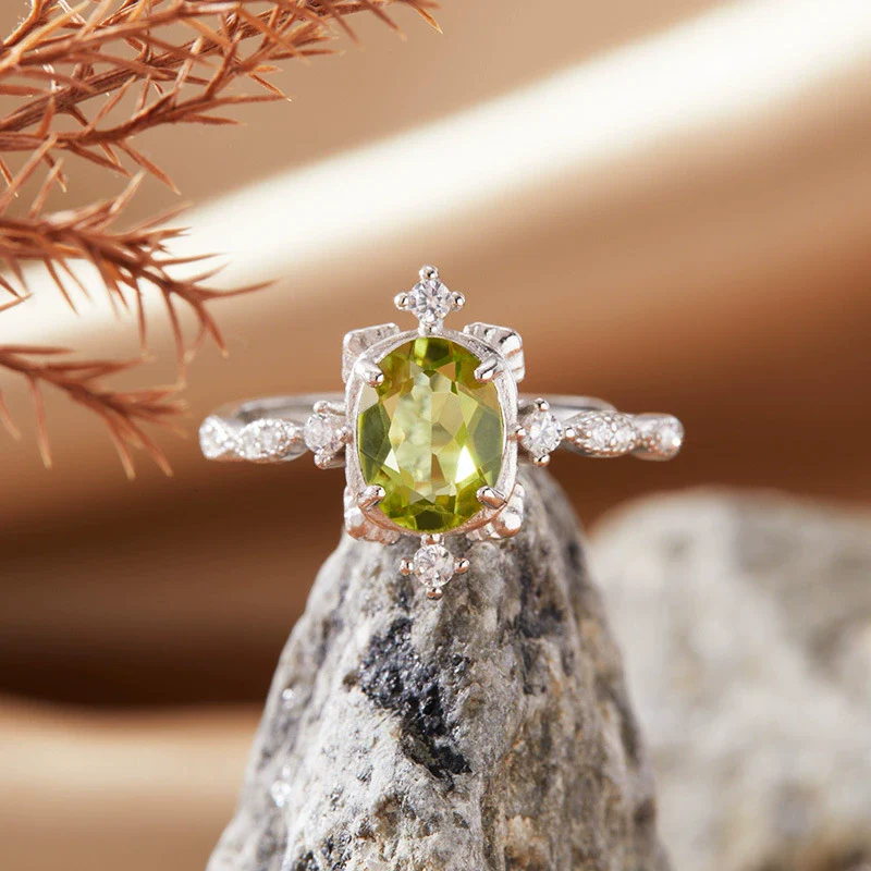 Wholesale Women's Natural Amethyst Citrine Color Geometric Crystal S925 Sterling Silver Ring Set With Crystal - Image 8