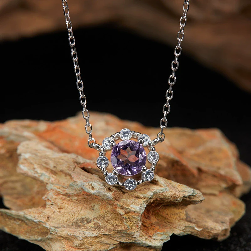 Wholesale Women's Natural Amethyst Citrine Colorful Gemstone Geometric Crystal S925 Sterling Silver Light Luxury Earring Set Jewelry - Image 15