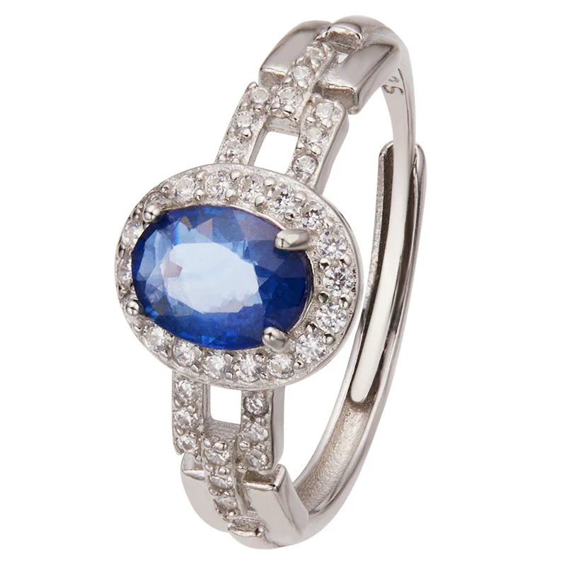 Wholesale Women's Natural Colored Sapphire Ring In S925 Sterling Silver Geometric Style With Gemstones - Image 5