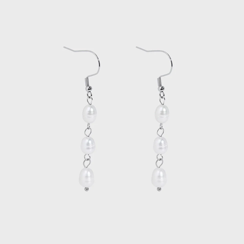 Wholesale Women's Natural Freshwater Pearl Tassel Earrings With Geometric Pattern Pvd Furnace Vacuum Real Gold Plated Stainless Steel Ear Needles Highend Minimalist Accessories - Image 14