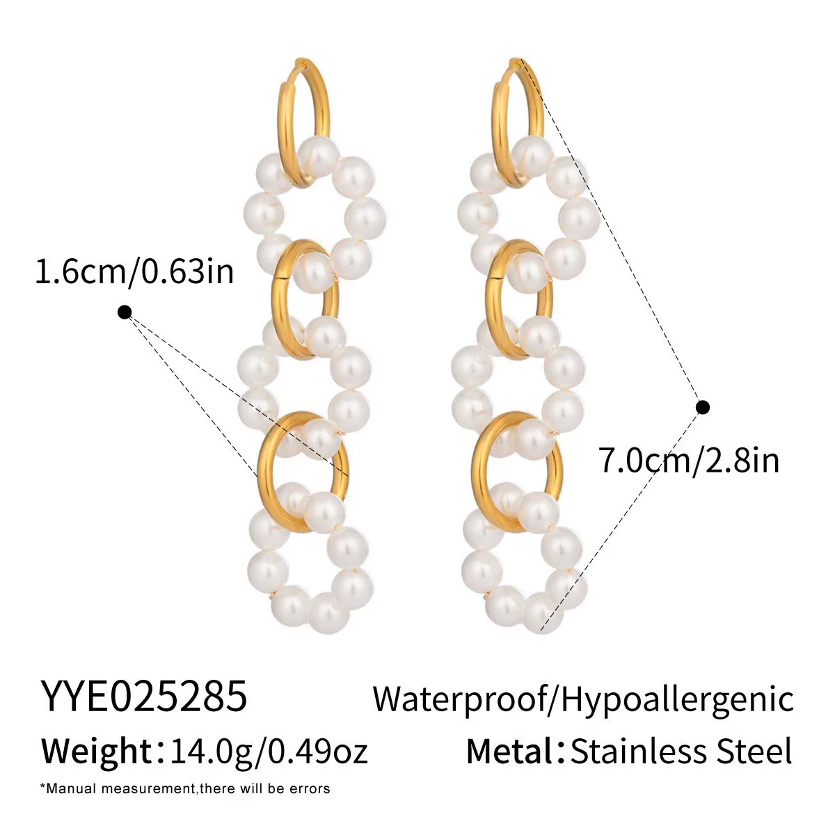 Wholesale Women's Natural Freshwater Pearl Tassel Earrings With Geometric Pattern Pvd Furnace Vacuum Real Gold Plated Stainless Steel Ear Needles Highend Minimalist Accessories - Image 6