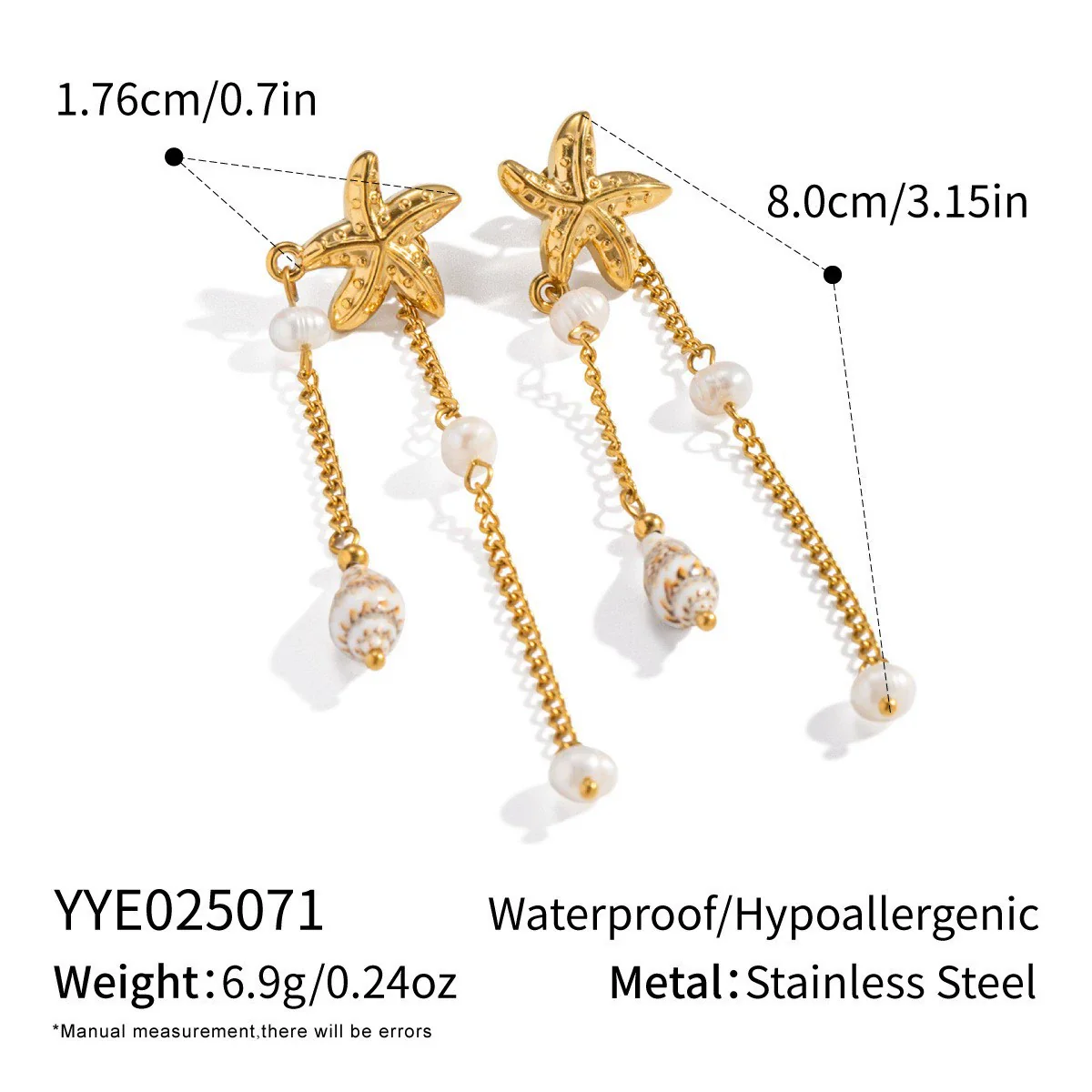 Wholesale Women's Natural Freshwater Pearl Tassel Earrings With Geometric Pattern Pvd Furnace Vacuum Real Gold Plated Stainless Steel Ear Needles Highend Minimalist Accessories - Image 7