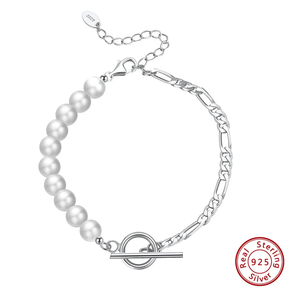 Wholesale Women's Natural Geometric S925 Sterling Silver Pearl Bracelet With Electroplating - Image 4