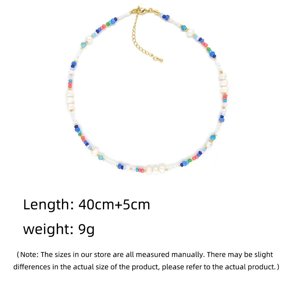 Wholesale Women's Natural Pearl And Organic Glass Geometric Beaded Clavicle Chain Hand Knitted In Ins Style - Image 5