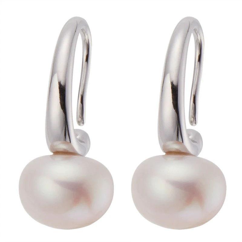 Wholesale Women's Natural Pearl Earrings S925 Sterling Silver Inlaid Geometric Style - Image 5