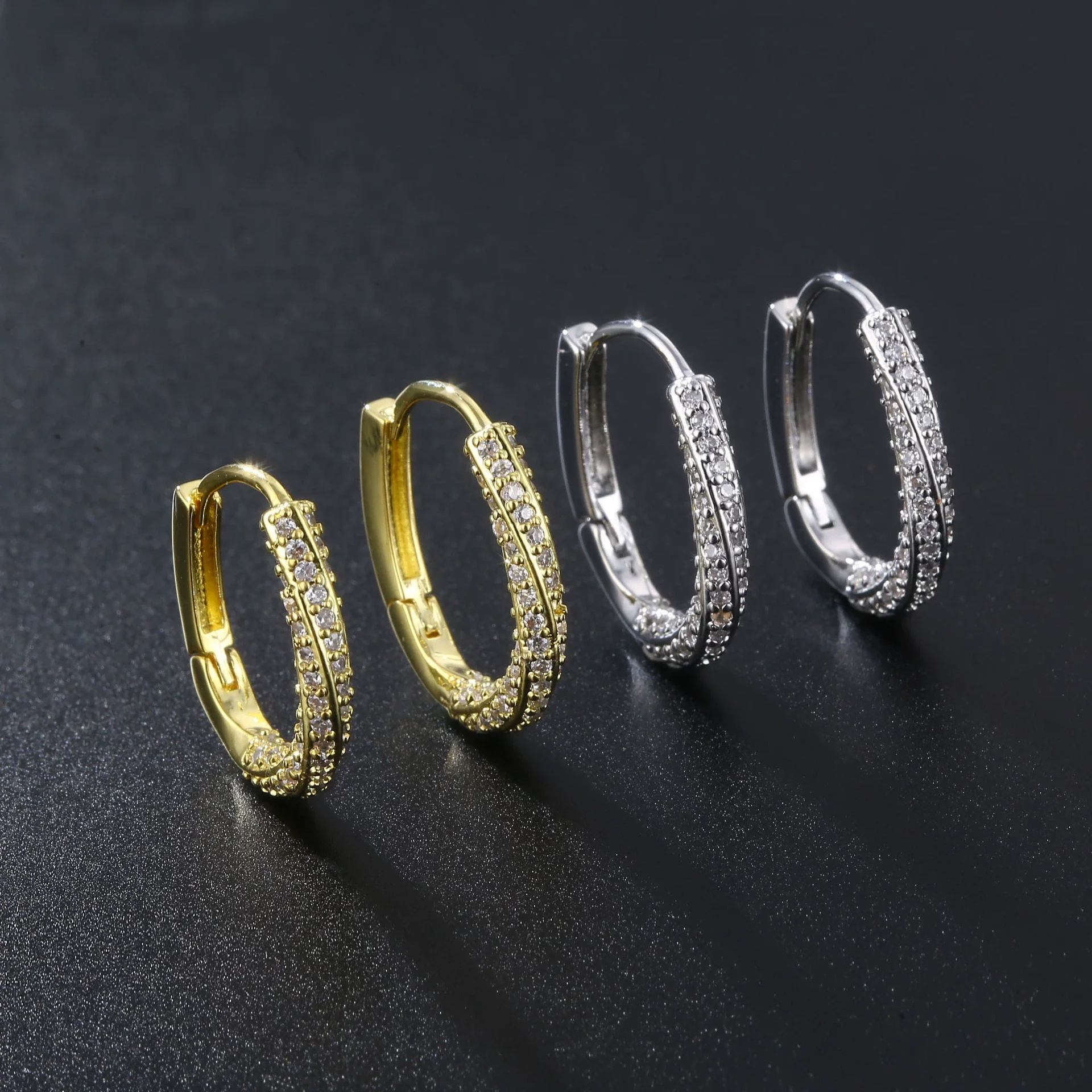 Wholesale Women's Natural Style Earrings O Shaped Environmental Protection Copper With Letters Numbers Text Pattern And Zircon Design