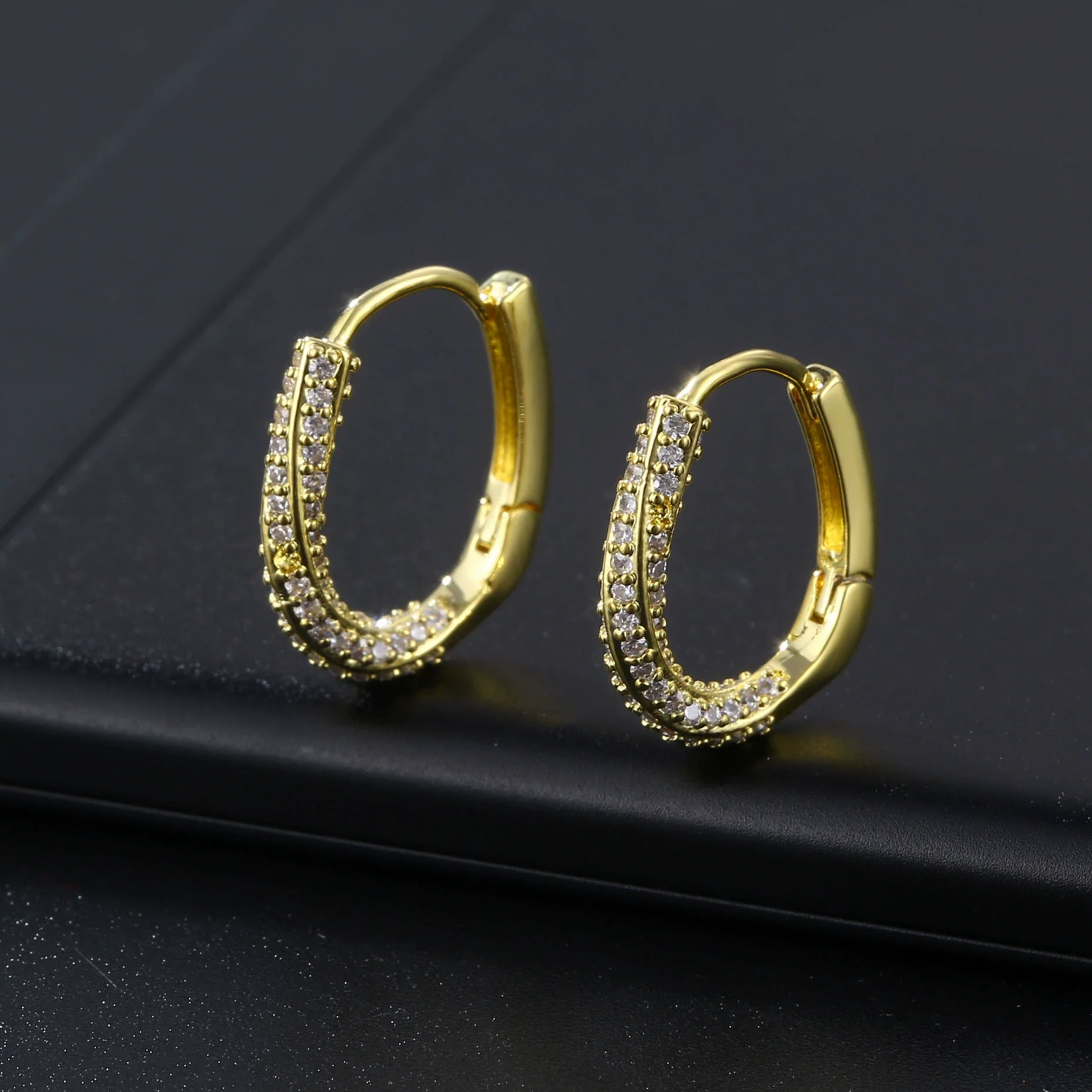 Wholesale Women's Natural Style Earrings O Shaped Environmental Protection Copper With Letters Numbers Text Pattern And Zircon Design - Image 2