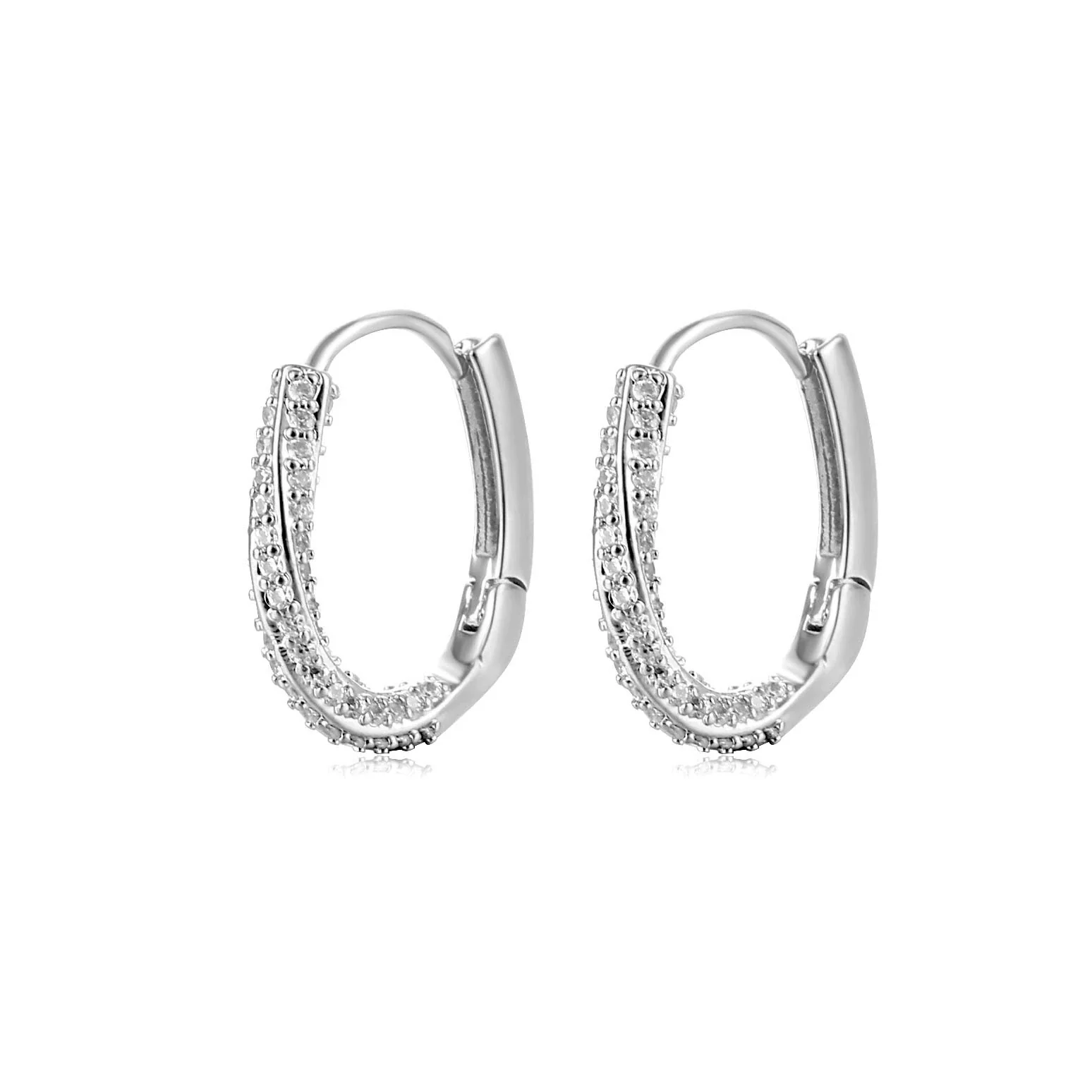 Wholesale Women's Natural Style Earrings O Shaped Environmental Protection Copper With Letters Numbers Text Pattern And Zircon Design - Image 4