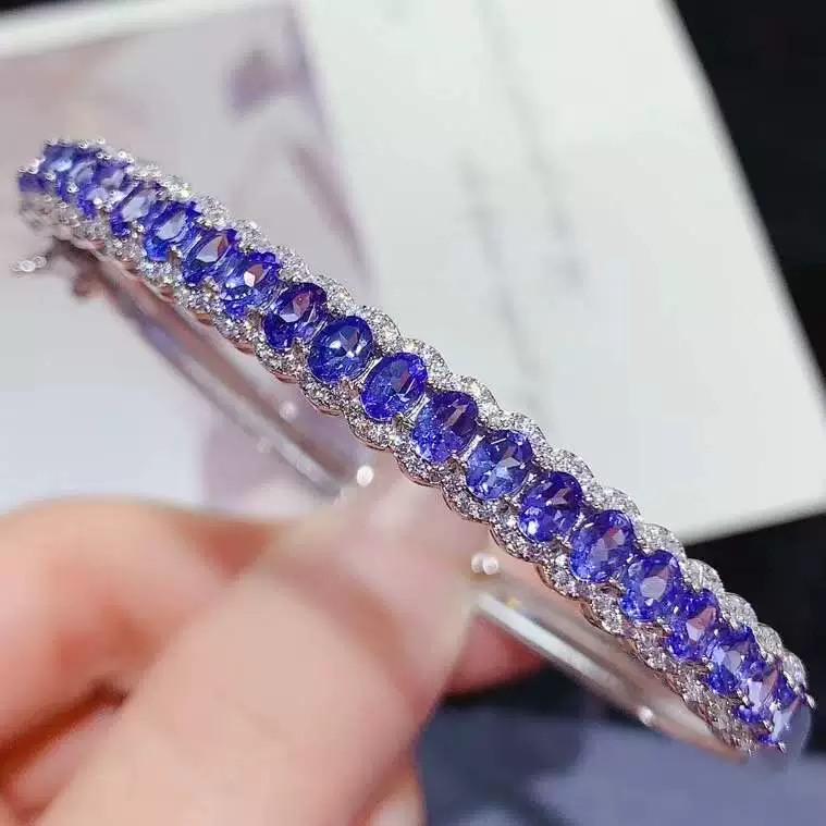 Wholesale Women's Natural Tanzanite Diopside Bracelet With S925 Silver Inlay Geometric Temperament Style Electroplated