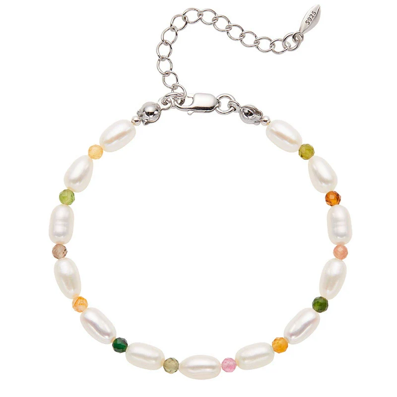 Wholesale Women's Natural Tourmaline Freshwater Pearl S925 Sterling Silver Handmade Beaded Necklace - Image 6
