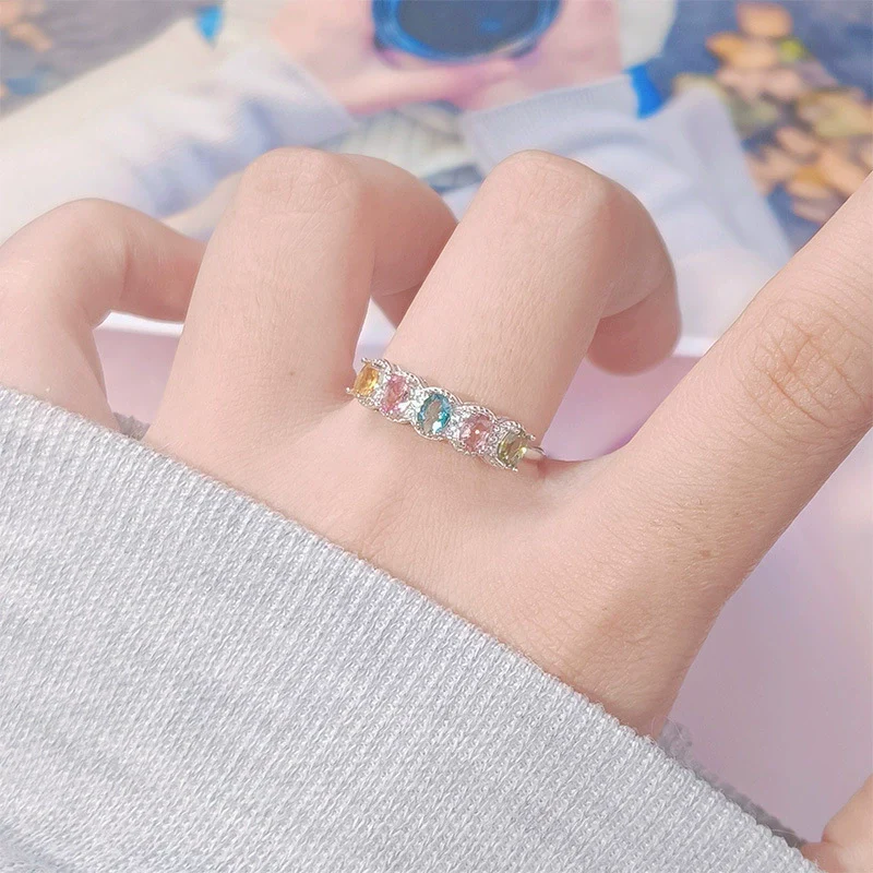 Wholesale Women's Natural Tourmaline Ring S925 Sterling Silver Geometric Style Set With Gemstones - Image 2