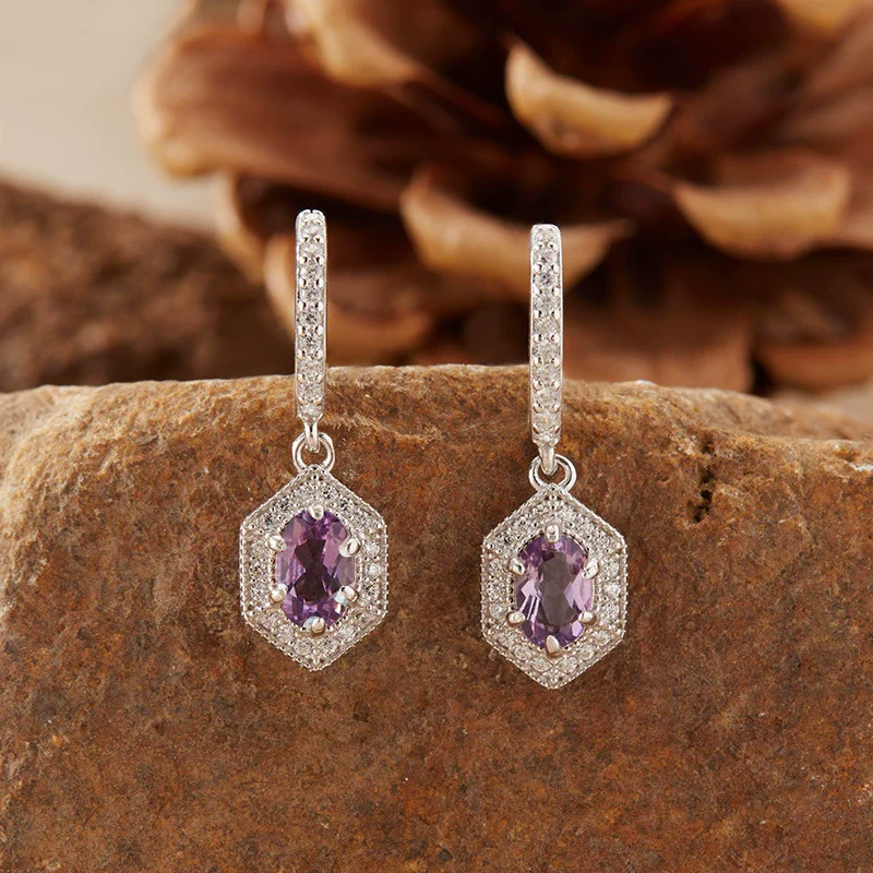 Wholesale Women's Natural Yellow Crystal Amethyst Necklace Set With S925 Sterling Silver Geometric Style - Image 16