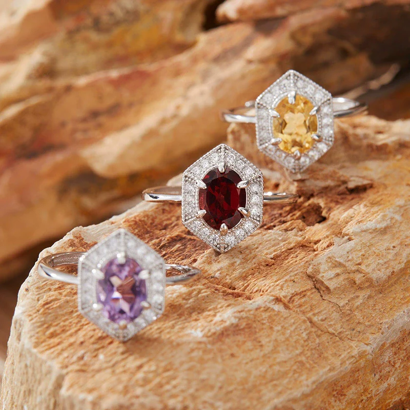 Wholesale Women's Natural Yellow Crystal Amethyst Necklace Set With S925 Sterling Silver Geometric Style - Image 2
